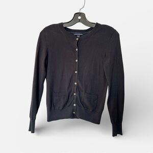 Banana Republic Women’s Petite Small Black Cotton Cashmere Cardigan Quiet Luxury
